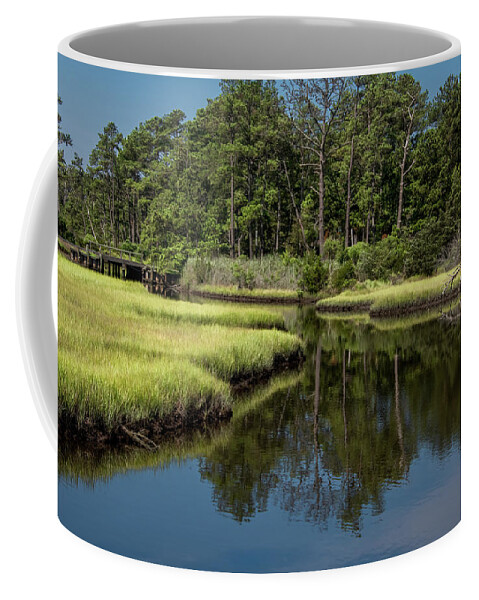 Virginia Coffee Mug featuring the photograph Saltwater Marsh Reflections on a Summer Morning by Marcy Wielfaert