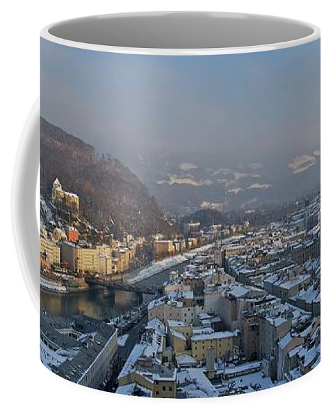 Salzburg Coffee Mug featuring the photograph Salzburg Winter Panorama by Sean Hannon
