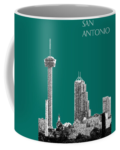 Architecture Coffee Mug featuring the digital art San Antonio Skyline - Coral by DB Artist