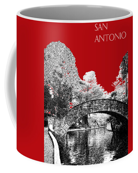Architecture Coffee Mug featuring the digital art San Antonio Skyline River Walk - Dark Red by DB Artist