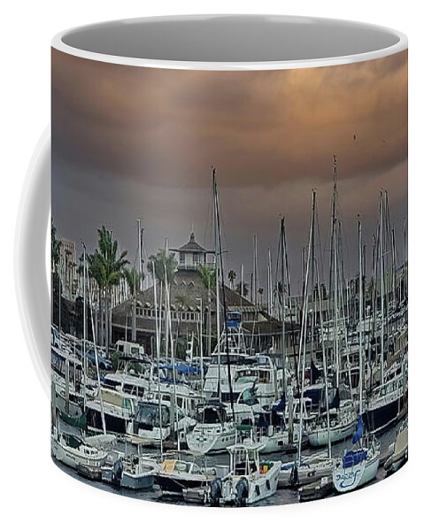 San Diego Yacht Club Coffee Mug featuring the photograph San Diego Yacht Club at Sunset by Russ Harris
