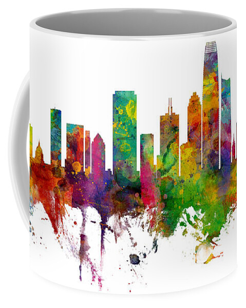 San Francisco Coffee Mug featuring the digital art San Francisco California Skyline Panoramic by Michael Tompsett