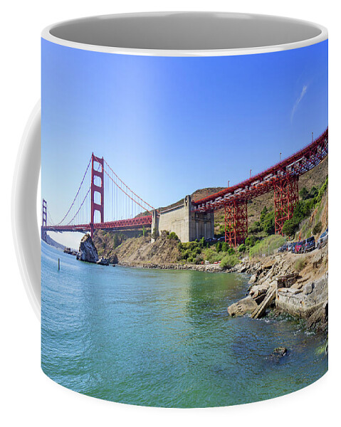 Wingsdomain Coffee Mug featuring the photograph San Francisco Golden Gate Bridge Viewed From Marin County Side DSC7075 by Wingsdomain Art and Photography