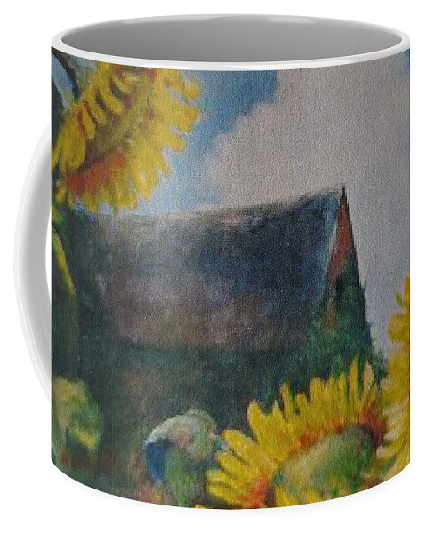 Sunflowers Coffee Mug featuring the painting Sand Mountain Sunflowers by ML McCormick