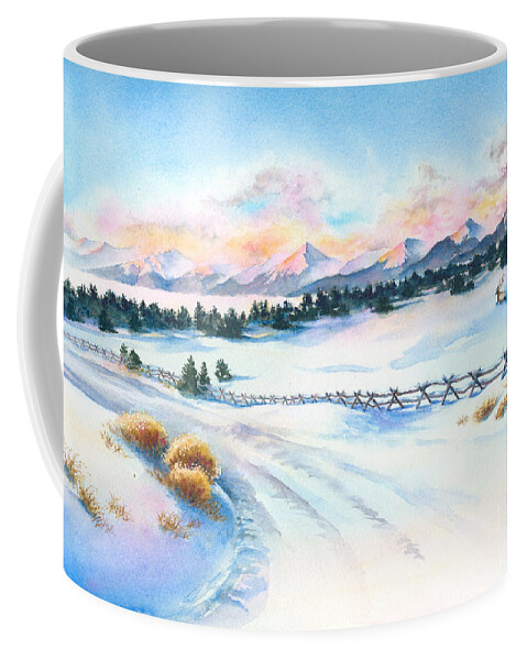 This Was My View Early One Cold Coffee Mug featuring the painting Sangres Sunrise by Jill Westbrook