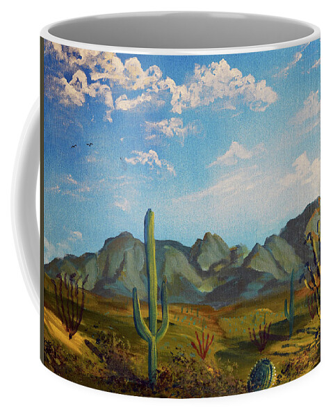 Tucson Coffee Mug featuring the painting Santa Catalina Mountains Morning Light by Chance Kafka
