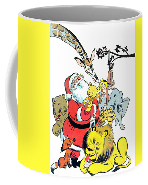 Santa Claus Coffee Mug featuring the digital art Santa Claus with Zoo Animals by Long Shot
