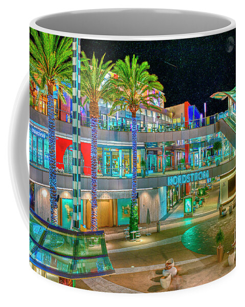 Amazing Stores Coffee Mug featuring the photograph Santa Monica Place Mall Night Exterior by David Zanzinger