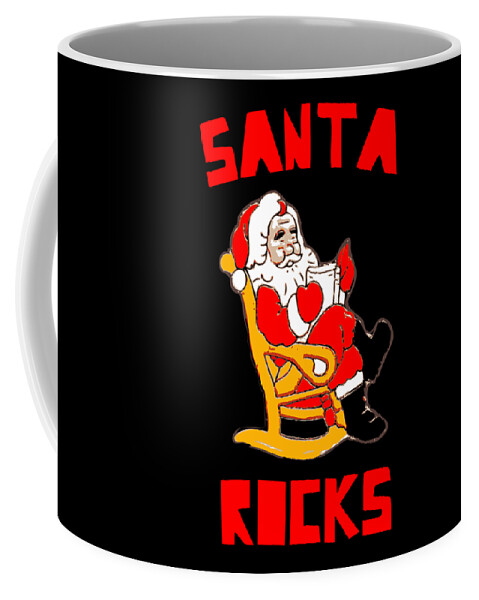 Christmas 2023 Coffee Mug featuring the digital art Santa Rocks Funny Christmas by Flippin Sweet Gear
