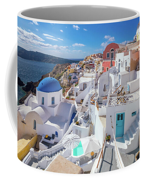 Blue Coffee Mug featuring the photograph Santorini 26 by Aloke Design