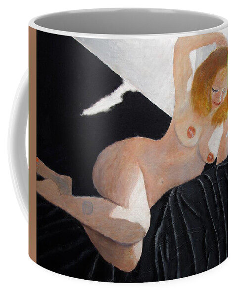 Nude Realism Coffee Mug featuring the painting Sarah as She Sees Herself by Thomas Santosusso
