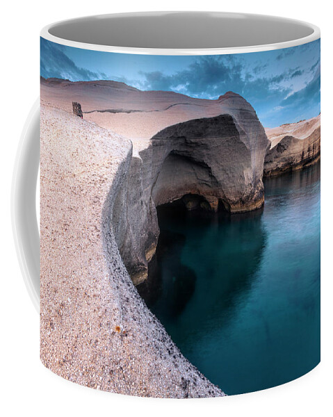 Aegean Sea Coffee Mug featuring the photograph Sarakiniko by Evgeni Dinev