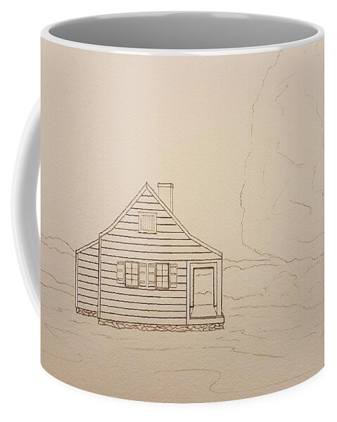 Sketch Coffee Mug featuring the drawing Saratoga Farmhouse by John Klobucher