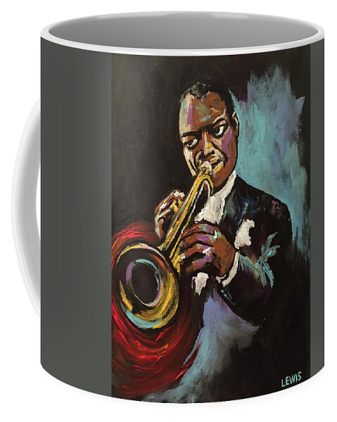 Satchmo Coffee Mug featuring the painting Satchmo by Ellen Lewis