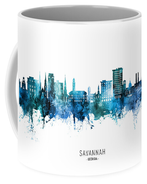 Savannah Coffee Mug featuring the digital art Savannah Georgia Skyline #08 by Michael Tompsett