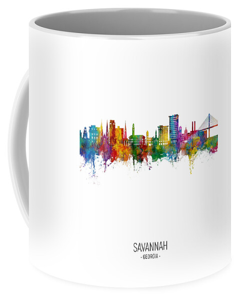 Savannah Coffee Mug featuring the digital art Savannah Georgia Skyline #21 by Michael Tompsett