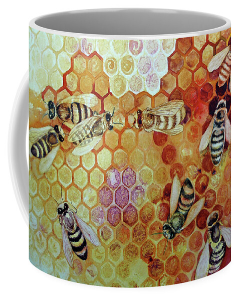  Coffee Mug featuring the painting Save The Bees by Helen Klebesadel