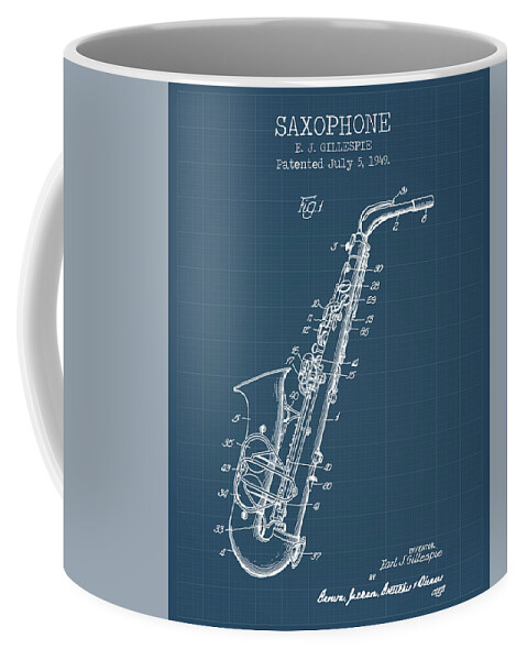 Saxophone Coffee Mug featuring the digital art Saxophone blueprint by Dennson Creative