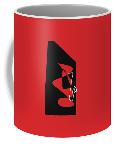Jazzdabri Coffee Mug featuring the digital art Saxophone in Red by David Bridburg
