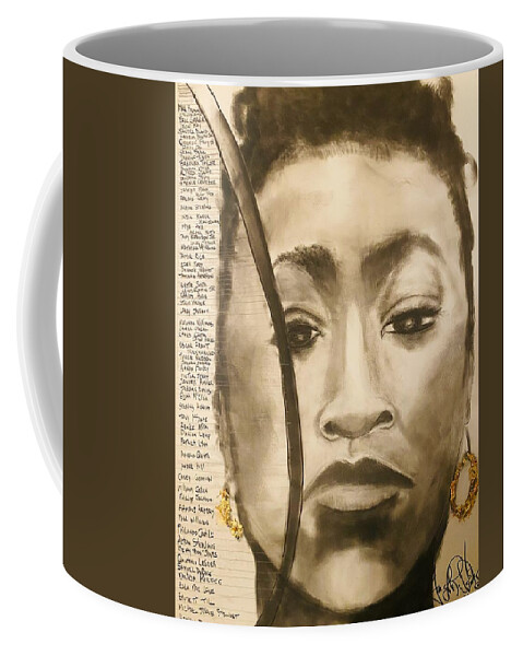  Coffee Mug featuring the drawing Say their Names by Angie ONeal