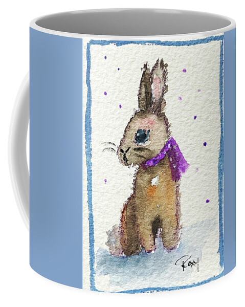 Drunk Bunny Coffee Mug featuring the painting Scarf Bunny by Roxy Rich