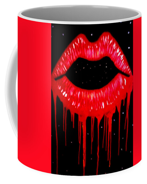 Lips Coffee Mug featuring the painting Scarlett Lips by Anna Adams