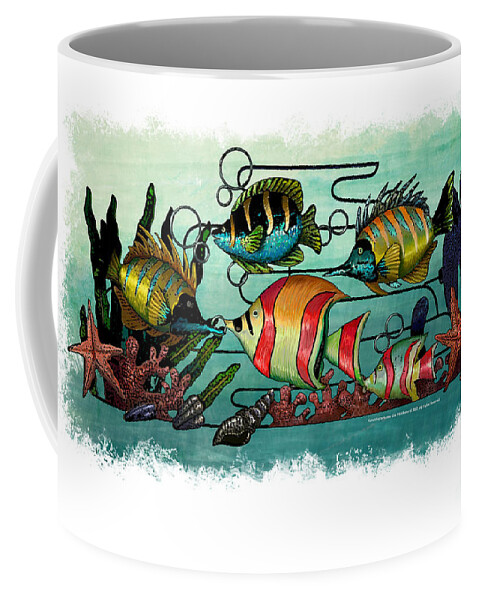  Coffee Mug featuring the painting School Of Fish by Lisa Middleton