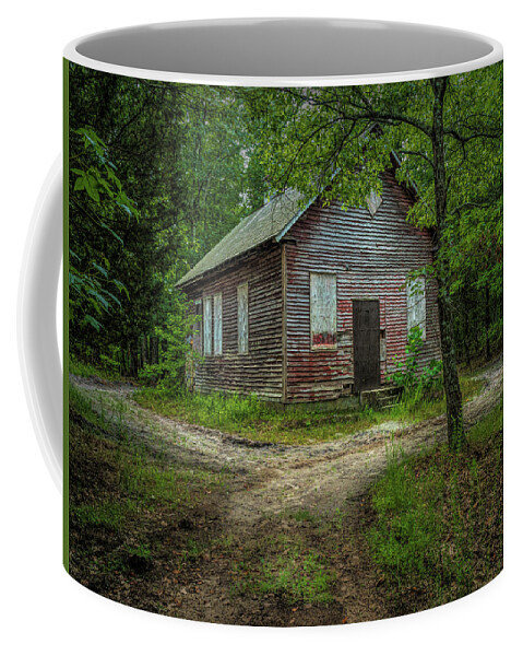 Atsion Coffee Mug featuring the photograph Schoolhouse In The Woods by Kristia Adams