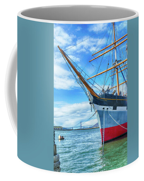 California Coffee Mug featuring the photograph Square rigged Balclutha at anchor by Steve Estvanik