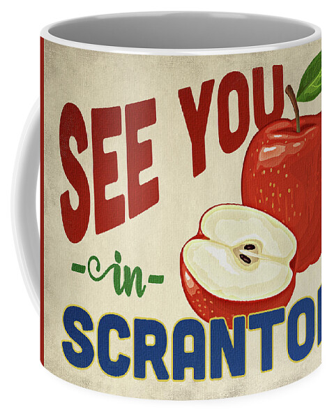 Scranton Coffee Mug featuring the digital art Scranton Pennsylvania Apple - Vintage by Flo Karp