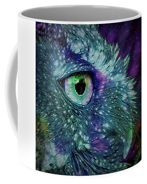 Screech Owl Coffee Mug featuring the photograph Screech Owl Portrait Stylized by Lowell Monke