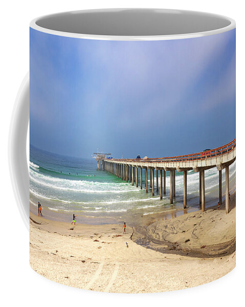 Scripps Pier Coffee Mug featuring the photograph Scripps Pier View by Alison Frank