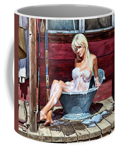 Nude blond with a red towel Coffee Mug