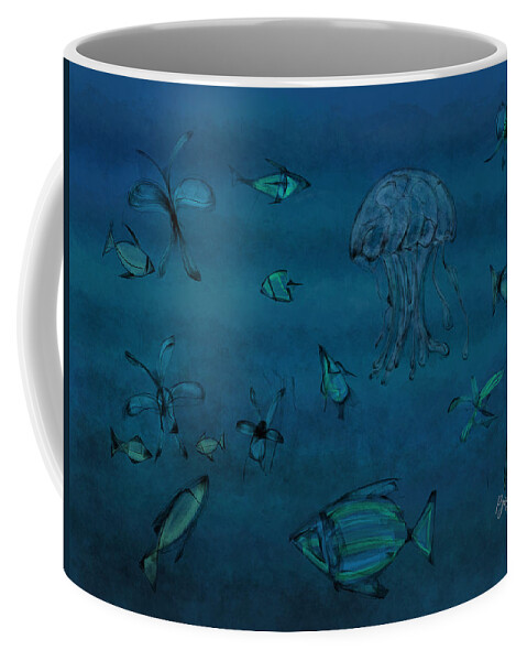 Sea Life Coffee Mug featuring the digital art Sea life #3 by Ljev Rjadcenko