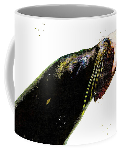 Sea Lion Coffee Mug featuring the mixed media Sea Lion Love by Pamela Williams