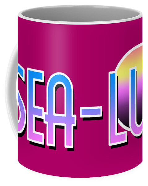 Sea Coffee Mug featuring the digital art Sea Lux Retro Resort Logo by Christopher Lotito