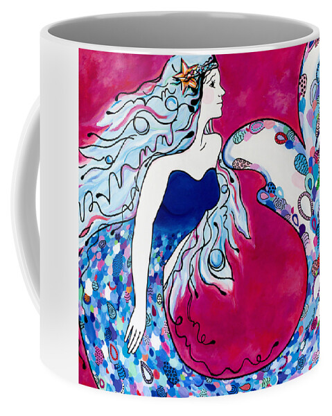 Mermaid Coffee Mug featuring the painting Sea Princess by Beth Ann Scott