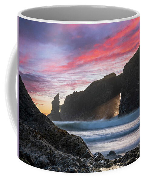 Sunset Coffee Mug featuring the photograph Sea stack sunset in Olympic National Park by Robert Miller