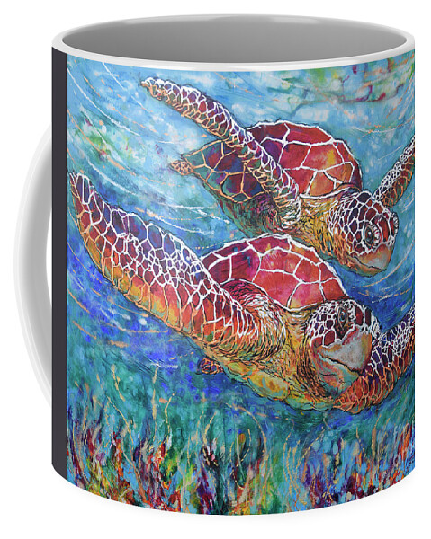  Coffee Mug featuring the painting Sea Turtle Buddies III by Jyotika Shroff