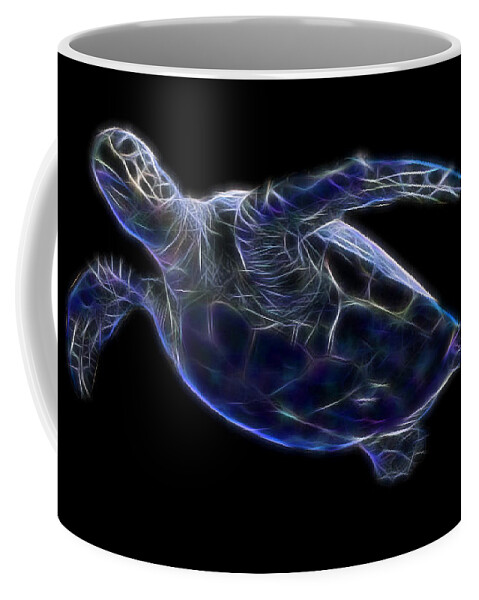 Turtle Coffee Mug featuring the digital art Sea Turtle Fractalized by Gary Hughes