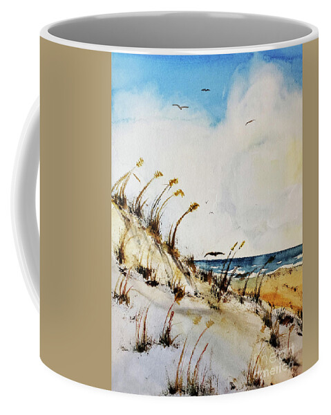 Landscape Coffee Mug featuring the painting Sea View by Sharon Williams Eng