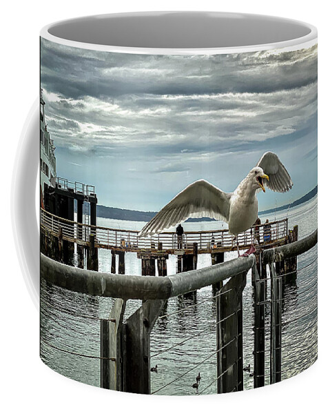 Seagull Coffee Mug featuring the photograph Seagull on the move by Anamar Pictures