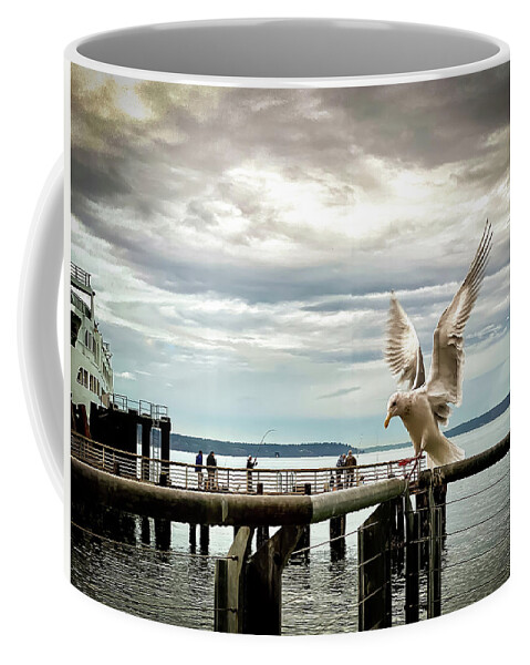 Seabird Coffee Mug featuring the photograph Seagull's landing by Anamar Pictures