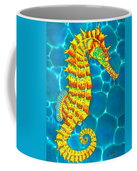 Diving Coffee Mug featuring the painting Jamaican Seahorse by Daniel Jean-Baptiste