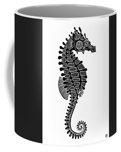 Seahorse Coffee Mug featuring the drawing Seahorse Ink 2 by Amy E Fraser