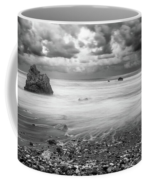 Seascape Coffee Mug featuring the photograph Seascape with windy waves during stormy weather. by Michalakis Ppalis