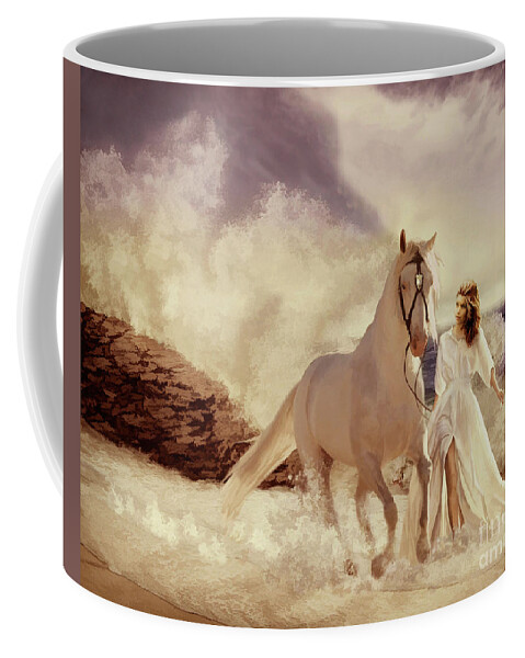 Running Horses Coffee Mug featuring the digital art Seashore Frolic by Melinda Hughes-Berland