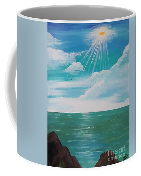 Sun Coffee Mug featuring the painting Seaside by April Reilly