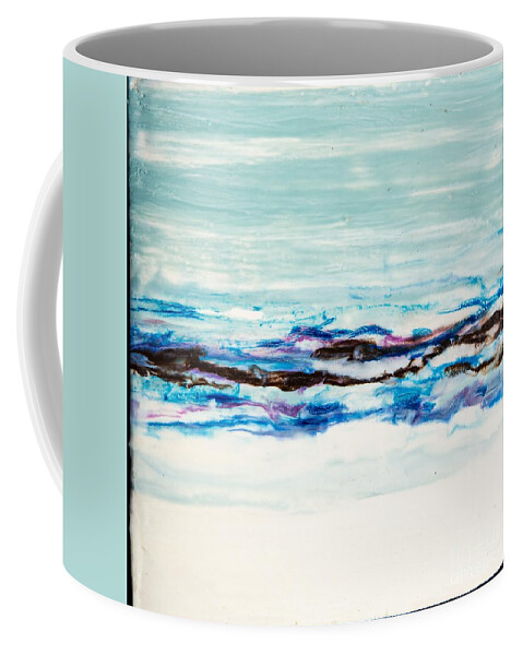 Abstract Coffee Mug featuring the digital art Seaside Series I - Colorful Abstract Contemporary Acrylic Painting by Sambel Pedes