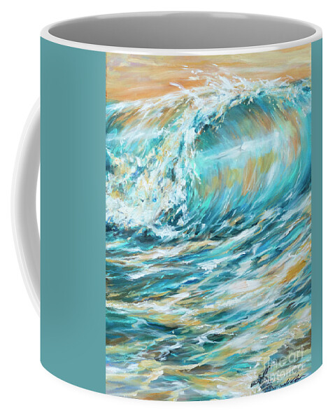 Beach Coffee Mug featuring the painting Seaspray Gold by Linda Olsen